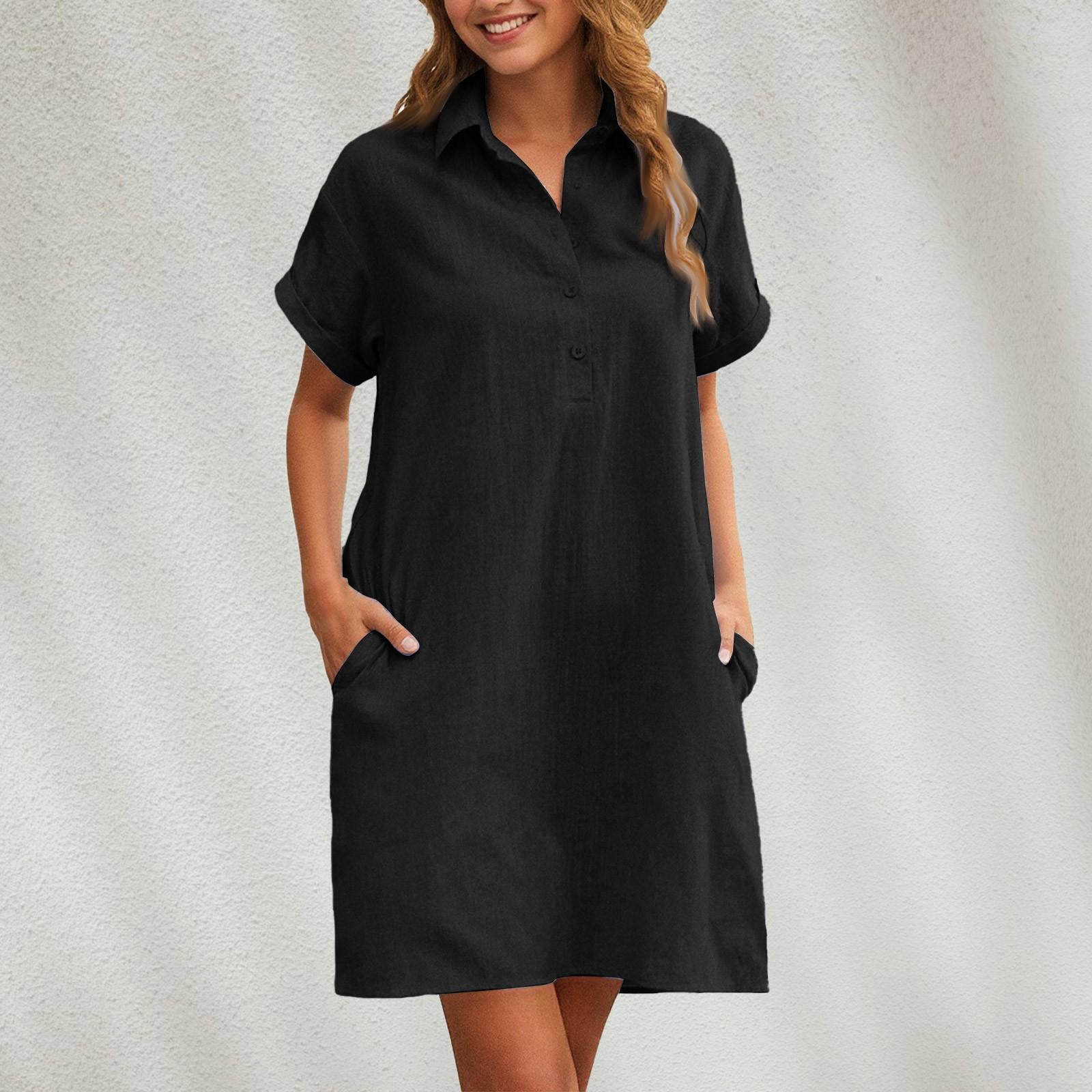 Women s Summer Casual Short Sleeve Button Dress Shirt With Pockets S чёрный
Women s Summer Casual Short Sleeve Button Dress Shirt With Pockets S чёрный