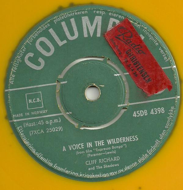 7inch Record CLIFF RICHARD THE SHADOWS A Voice In The Wilderness 45DB4398 Columbia 1960 Norway Rock Used
7inch Record CLIFF RICHARD THE SHADOWS A Voice In The Wilderness 45DB4398 Columbia 1960 Norway Rock Used
