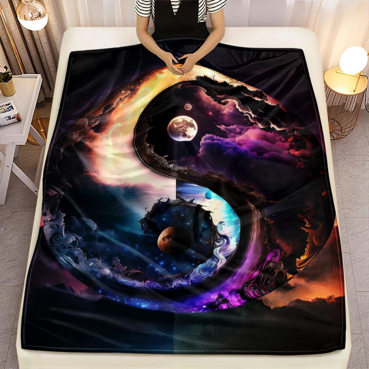 Yin Yang Galaxy Print Flannel Blanket Cosmic Art Space Design Soft Warm Throw Cover for Bedroom Living Room Decor 130x150cm
Yin Yang Galaxy Print Flannel Blanket Cosmic Art Space Design Soft Warm Throw Cover for Bedroom Living Room Decor 130x150cm