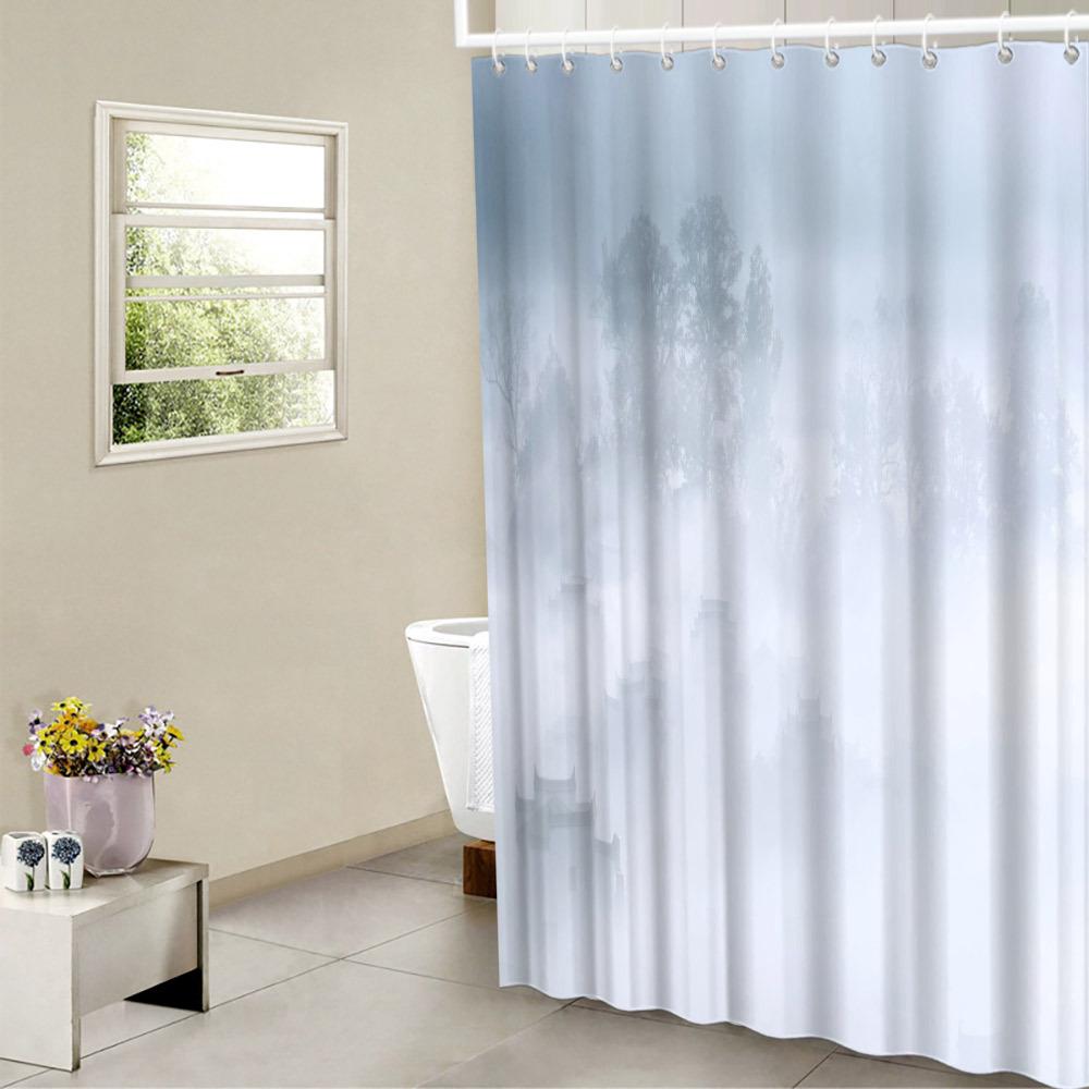East Asian Misty Landscape Shower Curtain - Pagoda, Foggy Trees, Soft Blues & Whites, Polyester, 12 Hooks, Bathroom Decor W60H190(CM)-1 Pcs
East Asian Misty Landscape Shower Curtain - Pagoda, Foggy Trees, Soft Blues & Whites, Polyester, 12 Hooks, Bathroom Decor W60H190(CM)-1 Pcs
