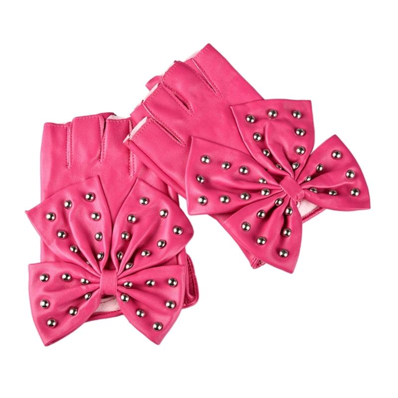 PU Leather Half Finger Gloves With Rivet Studded Bowknot Decors Punk Gloves For Youth Women Music Festival Parties розы красного
PU Leather Half Finger Gloves With Rivet Studded Bowknot Decors Punk Gloves For Youth Women Music Festival Parties розы красного