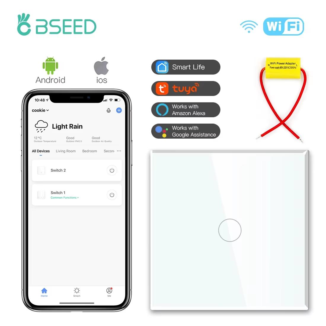 BSEED Wifi 1/2/3-клавішні розумні сенсорні вимикачі Плюс EU настінні розетки USB Type-c Керування через додаток Tuya Smart Life Alexa Працює з конденсатором EU standard
BSEED Wifi 1/2/3-клавішні розумні сенсорні вимикачі Плюс EU настінні розетки USB Type-c Керування через додаток Tuya Smart Life Alexa Працює з конденсатором EU standard