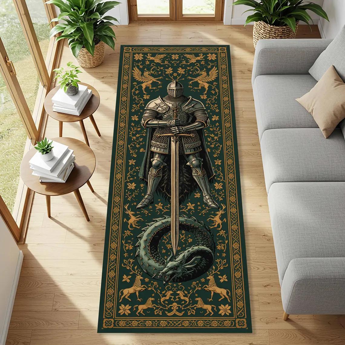 Medieval Dragon Phoenix and Knight Runner Rug Fantasy Entryway Carpet for Gothic Hallways, Bedroom Bedside Extended Floor Mat 40cm x 120cm
Medieval Dragon Phoenix and Knight Runner Rug Fantasy Entryway Carpet for Gothic Hallways, Bedroom Bedside Extended Floor Mat 40cm x 120cm