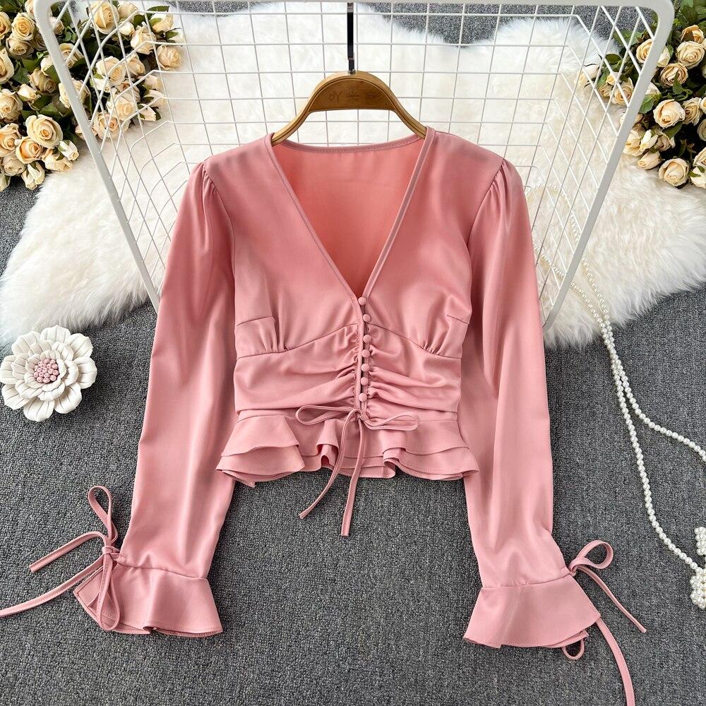 Винтажная рубашка с высокой талией и высокой талией, короткая рубашка с талией и листьями лотоса, женская повседневная блузка с рукавами в иностранном стиле
Винтажная рубашка с высокой талией и высокой талией, короткая рубашка с талией и листьями лотоса, женская повседневная блузка с рукавами в иностранном стиле