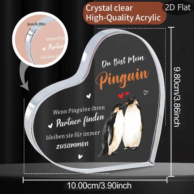 2D Flat, German Penguin Pattern Acrylic Decorative Plaque, Wedding Anniversary Gift, Suitable for Wall Decoration, Porch, Room, Villa, Accents Home, H 10*9.8CM
2D Flat, German Penguin Pattern Acrylic Decorative Plaque, Wedding Anniversary Gift, Suitable for Wall Decoration, Porch, Room, Villa, Accents Home, H 10*9.8CM