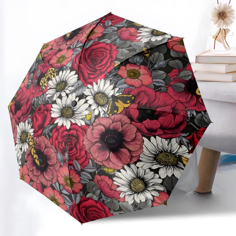 1pc Sturdy 8-Bone Auto Umbrella, Dark Red peony flower Umbrella, Digital Printed, Foldable Umbrella for On-the-Go Outdoor Use
1pc Sturdy 8-Bone Auto Umbrella, Dark Red peony flower Umbrella, Digital Printed, Foldable Umbrella for On-the-Go Outdoor Use