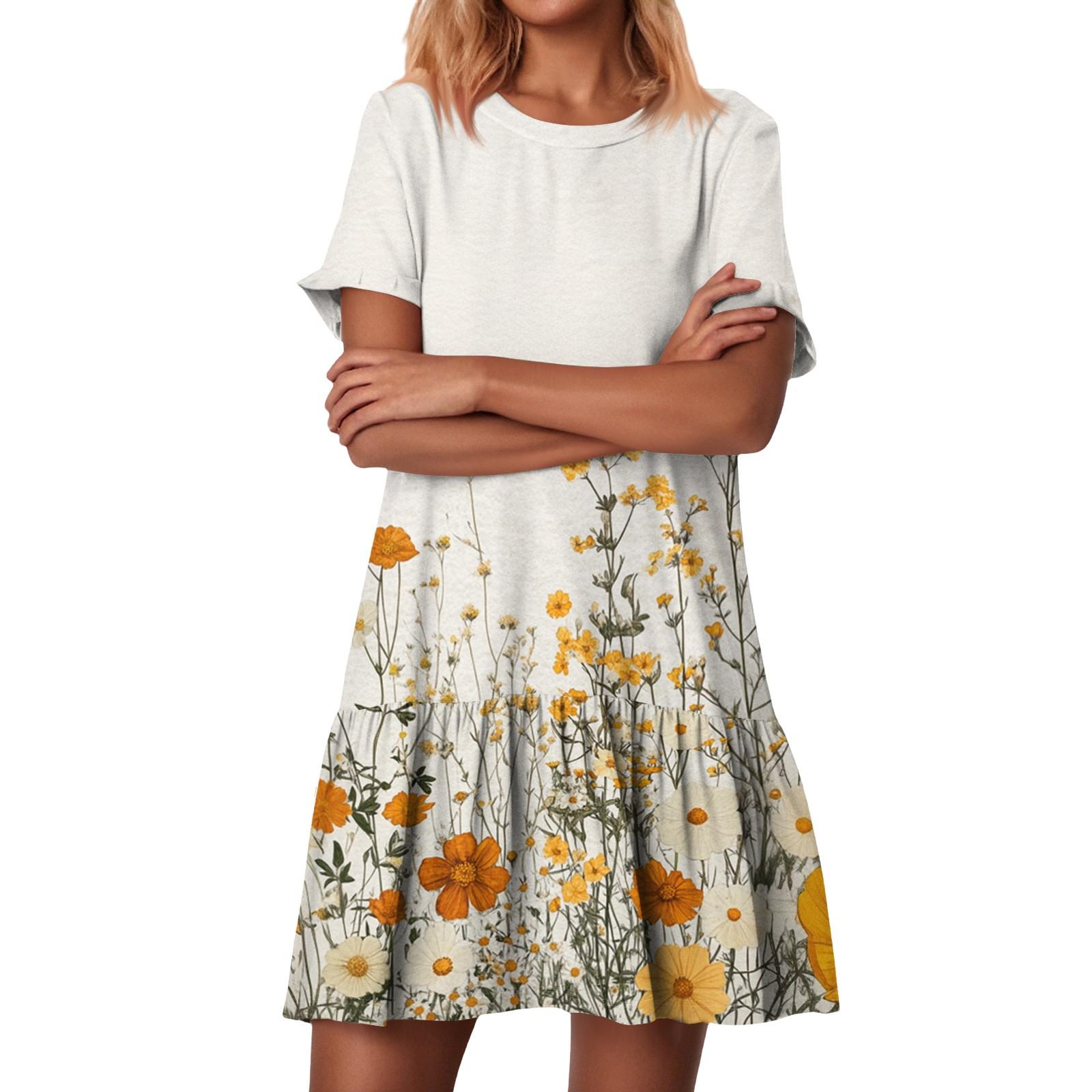 Women s Fashion Casual Round Neck Short Sleeve Ruffled Vintage Printed Dresses M
Women s Fashion Casual Round Neck Short Sleeve Ruffled Vintage Printed Dresses M