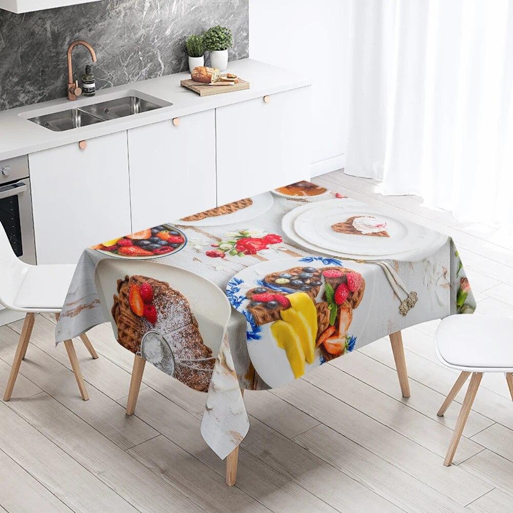 Скатерть для гурманов, фруктовый орех, торт, кофе, принт, прямоугольное украшение для кухонного стола, устойчивое к пятнам и водонепроницаемое 40x70cm