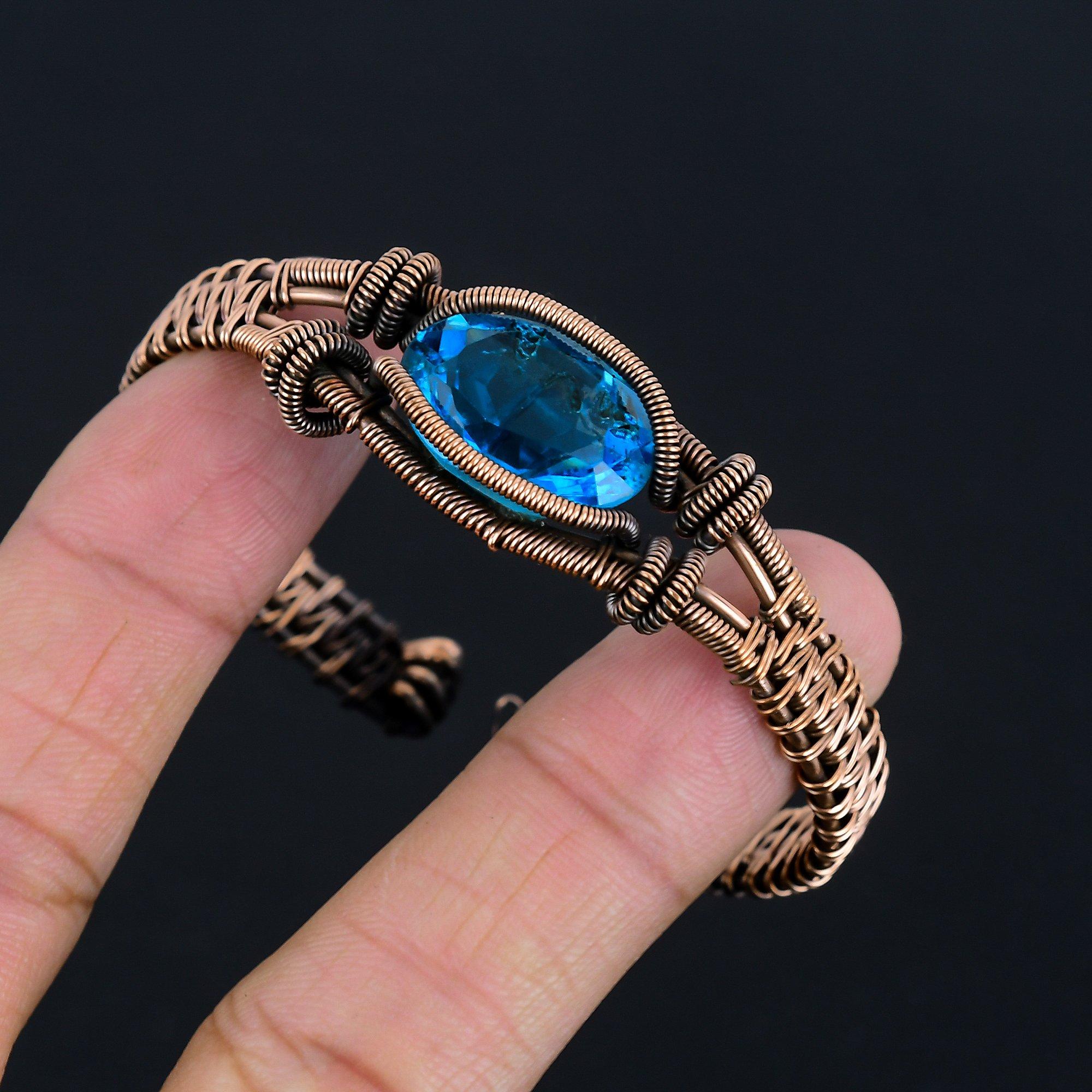 Ювелирные изделия из драгоценного камня голубой топаз, браслет-манжета, обернутый медной проволокой 999 пробы, регулируемый браслет-бенгл, ручной работы, новый браслет, серебряные украшения для подарков
Ювелирные изделия из драгоценного камня голубой топаз, браслет-манжета, обернутый медной проволокой 999 пробы, регулируемый браслет-бенгл, ручной работы, новый браслет, серебряные украшения для подарков