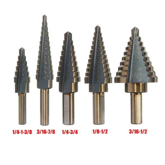Yousheng 5Pcs/Set High Speed Steel Twist Cone Drill Bit Ladder Hole Cutter Reaming Tools
Yousheng 5Pcs/Set High Speed Steel Twist Cone Drill Bit Ladder Hole Cutter Reaming Tools