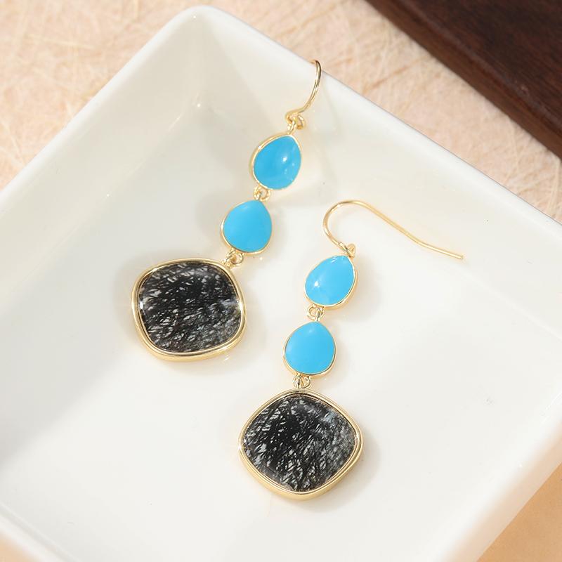 Bohemian Style Handmade Synthetic Turquoise Dangle Earrings for Women Vintage Copper Material Vacation Jewelry Accessories Gifts Blue-green
Bohemian Style Handmade Synthetic Turquoise Dangle Earrings for Women Vintage Copper Material Vacation Jewelry Accessories Gifts Blue-green