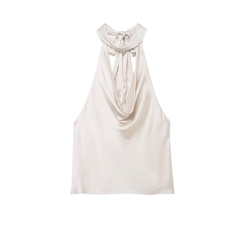 2025 Silk Satin Halter Neck Sleeveless Top with Draped Collar Extra Small
2025 Silk Satin Halter Neck Sleeveless Top with Draped Collar Extra Small