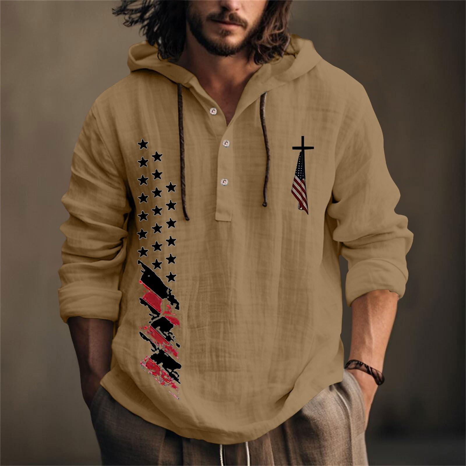 Мужская рубашка из хлопка и льна с принтом «День независимости», с капюшоном, с длинными рукавами, повседневная одежда для весны и лета M хаки
Мужская рубашка из хлопка и льна с принтом «День независимости», с капюшоном, с длинными рукавами, повседневная одежда для весны и лета M хаки