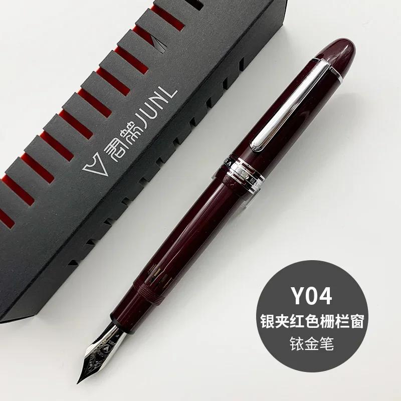 YONGSHENG/JUNLAI Сталеве перо King 930 Смоляна поршнева ручка Iraurita №9 F/M/B перо Золотий Срібний затискач Ділова ручка Подарунок No.9 Nib B(1.0mm)
YONGSHENG/JUNLAI Сталеве перо King 930 Смоляна поршнева ручка Iraurita №9 F/M/B перо Золотий Срібний затискач Ділова ручка Подарунок No.9 Nib B(1.0mm)