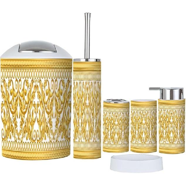 Bathroom Accessory Set 6 Piece Seamless Vintage Pattern Bouquet Blue Flowers White Peonies Roses Toothbrush Holder, Toothbrush Cup, Soap Dispenser, Multi8
Bathroom Accessory Set 6 Piece Seamless Vintage Pattern Bouquet Blue Flowers White Peonies Roses Toothbrush Holder, Toothbrush Cup, Soap Dispenser, Multi8