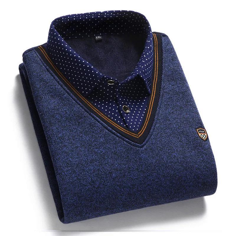 Men s Fleece Lining Sweater Autumn Winter Pullover Polo Shirt Collar Fake Two Piece Thick Warm Top Clothes Casual Knitwear S
Men s Fleece Lining Sweater Autumn Winter Pullover Polo Shirt Collar Fake Two Piece Thick Warm Top Clothes Casual Knitwear S