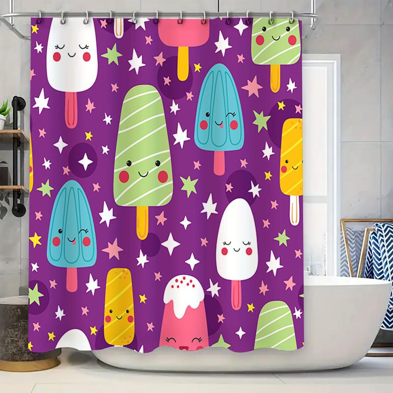 Cute Cartoon Popsicle Print Shower Curtain For Bathroom Decor 3D Printed Waterproof Fabric Bath Mat In Purple W60H190(CM)-1 Pcs
Cute Cartoon Popsicle Print Shower Curtain For Bathroom Decor 3D Printed Waterproof Fabric Bath Mat In Purple W60H190(CM)-1 Pcs