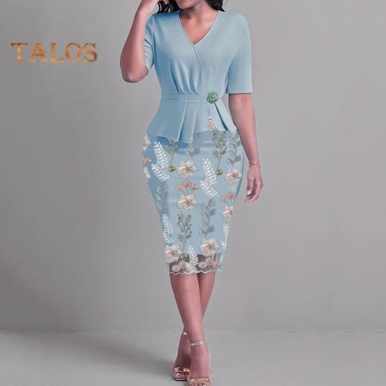 Летнее женское платье Искусственное двухсекционное лоскутное платье с V-образным вырезом и розовым декором Цветочная вышивка на спине Молния на спине Clsoure Оболочка Slim Fit Формальный OL Коммутирующий стиль Офис S синий 
Летнее женское платье Искусственное двухсекционное лоскутное платье с V-образным вырезом и розовым декором Цветочная вышивка на спине Молния на спине Clsoure Оболочка Slim Fit Формальный OL Коммутирующий стиль Офис S синий