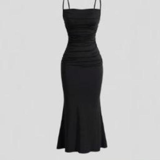 women s Ruched Solid Spaghetti Strap High Waist Bodycon Mermaid Dress Slim Long Dress XS чёрный
women s Ruched Solid Spaghetti Strap High Waist Bodycon Mermaid Dress Slim Long Dress XS чёрный