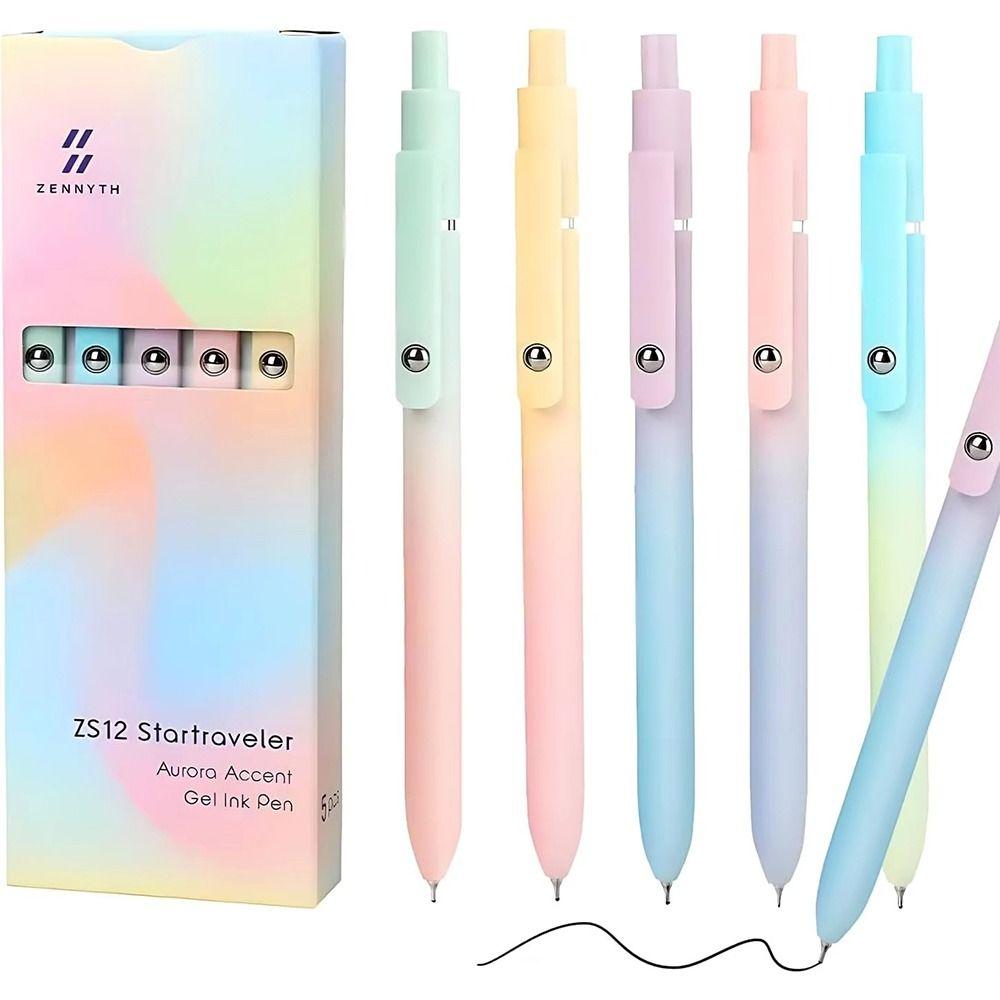 5Pcs Aurora Gradient Color Gel Ink Pens Low Center Gravity Quick Drying School Supplies Black Pen
5Pcs Aurora Gradient Color Gel Ink Pens Low Center Gravity Quick Drying School Supplies Black Pen