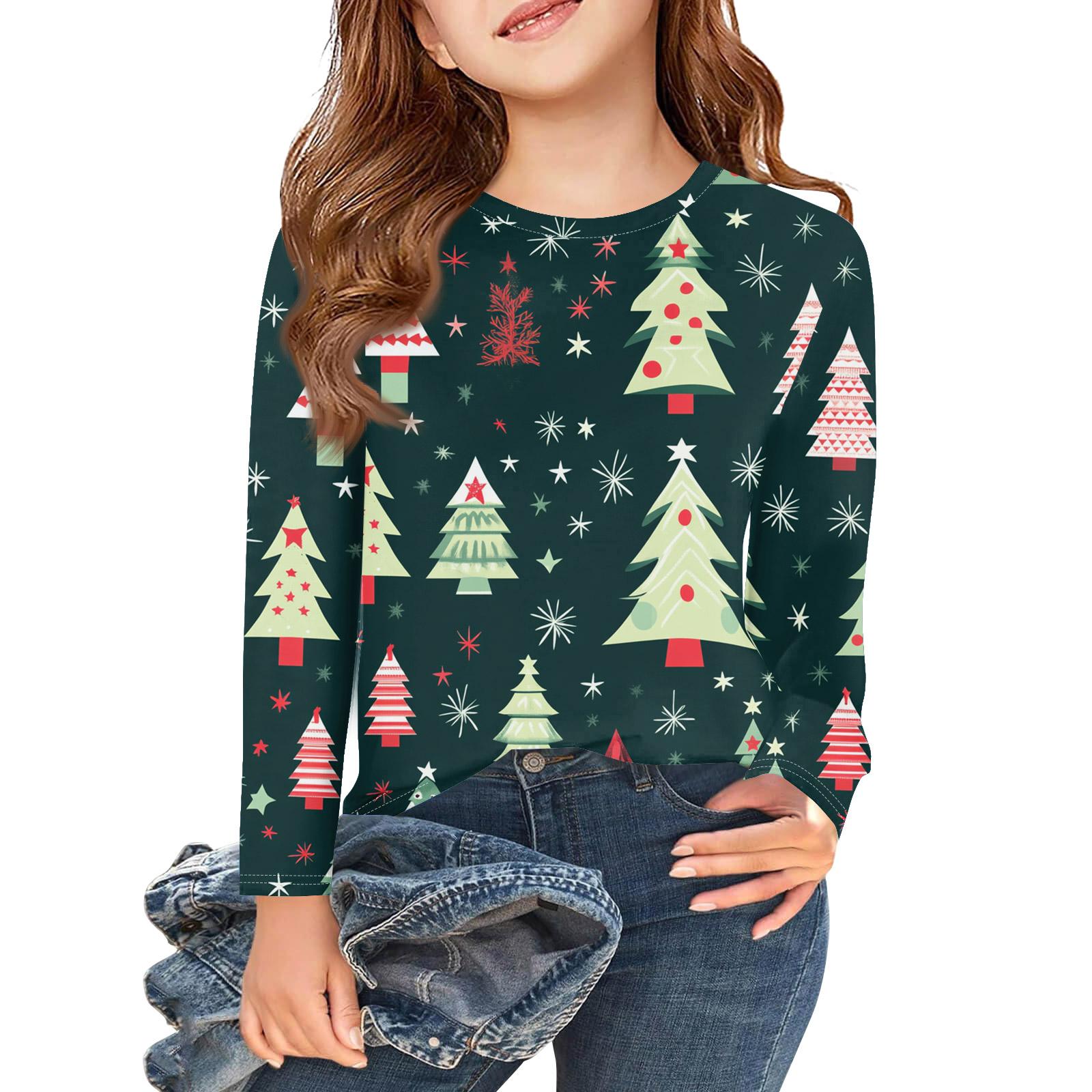 Рождественские футболки с длинным рукавом для девочек, детские осенние топы с круглым вырезом и принтом, базовые футболки 160
Рождественские футболки с длинным рукавом для девочек, детские осенние топы с круглым вырезом и принтом, базовые футболки 160