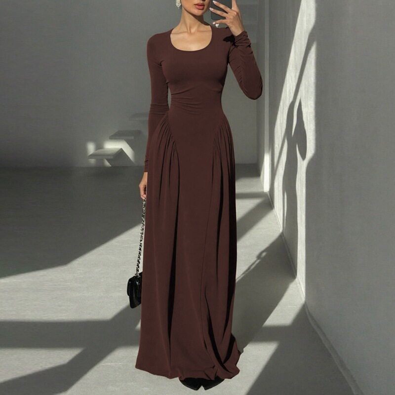 Cross-Border Autumn and Winter New European and American Women s Fashion French Elegant Style Solid Color U-Neck Waist-Tie Long-Sleeve Dress Brown S
Cross-Border Autumn and Winter New European and American Women s Fashion French Elegant Style Solid Color U-Neck Waist-Tie Long-Sleeve Dress Brown S