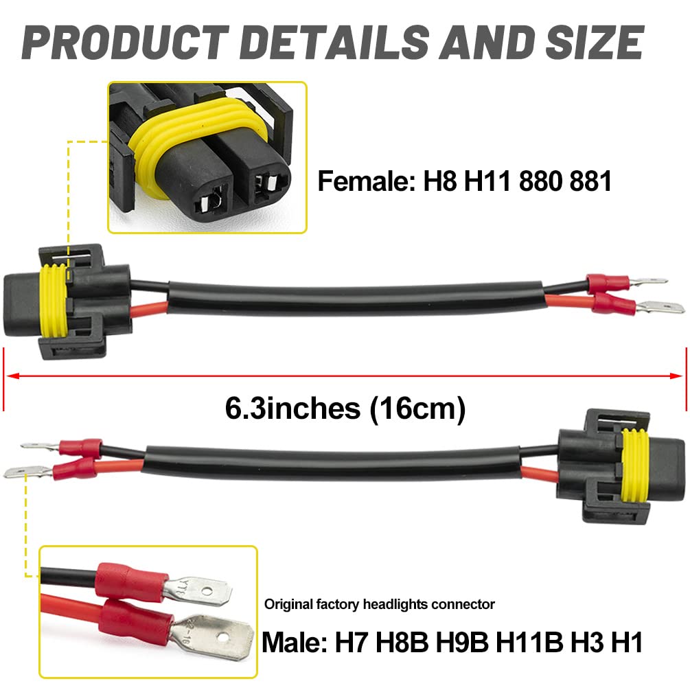 NJSBYL 16 AWG 2 Pins Converter H7 H3 H1 H8B H9B H11B Male Convert to H8 H11 880 881 Female Connectors Socket Adapters Splitters LED Works Chandelier
NJSBYL 16 AWG 2 Pins Converter H7 H3 H1 H8B H9B H11B Male Convert to H8 H11 880 881 Female Connectors Socket Adapters Splitters LED Works Chandelier