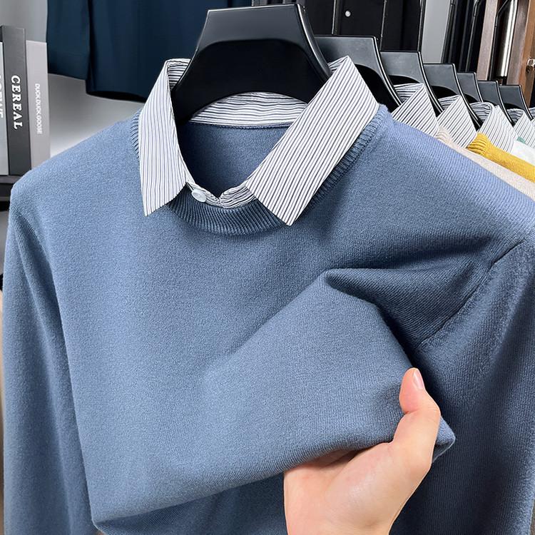 Men s Autumn Lapel Knit Sweater: Two-Piece T-shirt Collar, Loose Dad Style Base Layer Top L
Men s Autumn Lapel Knit Sweater: Two-Piece T-shirt Collar, Loose Dad Style Base Layer Top L