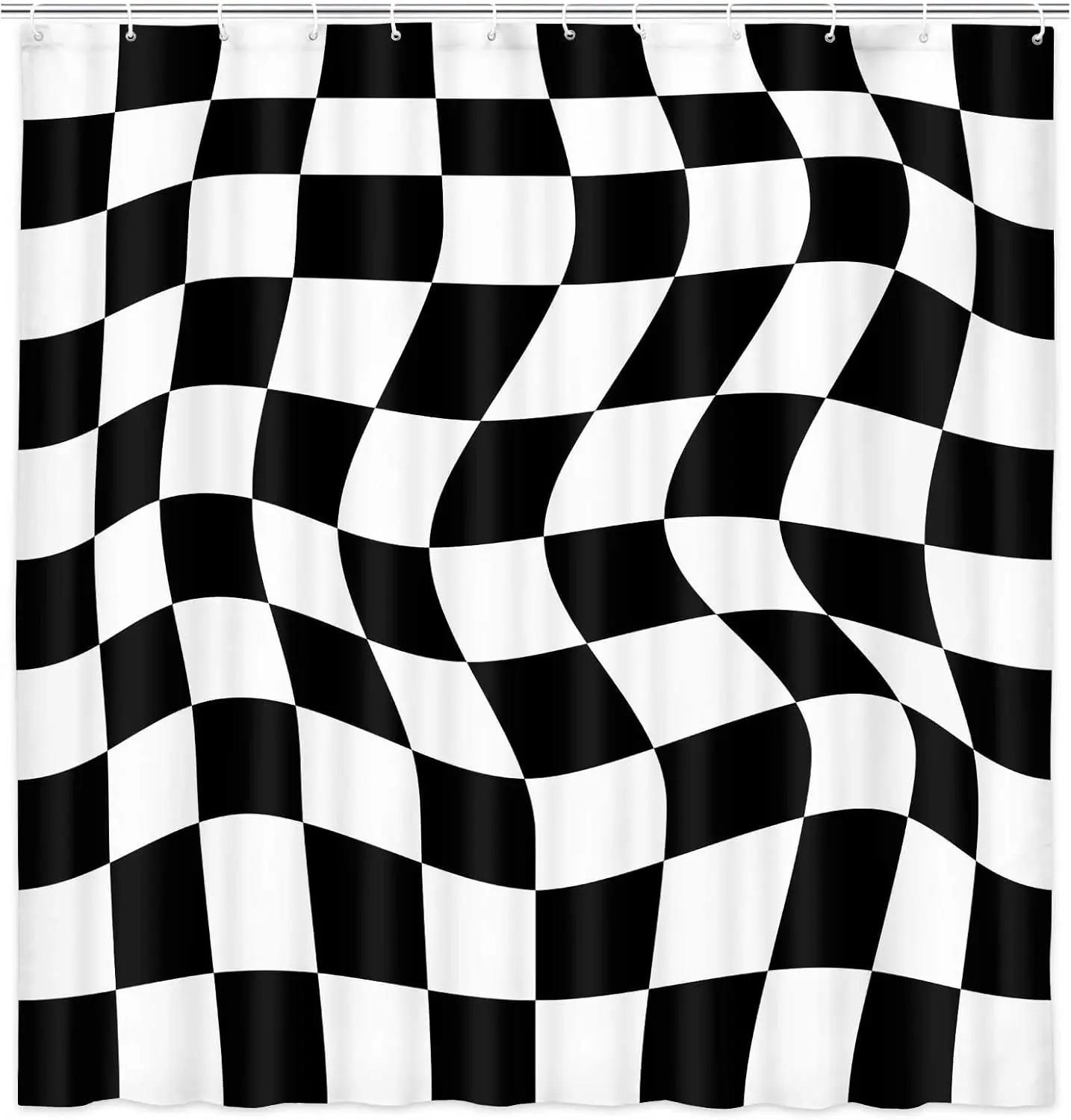 70 S Vintage Modern Abstract Psychedelic Wave Shower Curtain, Bathroom Decoration Accessories Checkerboard Shower Curtain W60H190(CM)-1 Pcs
70 S Vintage Modern Abstract Psychedelic Wave Shower Curtain, Bathroom Decoration Accessories Checkerboard Shower Curtain W60H190(CM)-1 Pcs