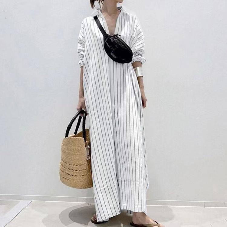 New Arrival: Striped Turn-Down Collar Loose Waist Polo Dress Cardigan L білий
New Arrival: Striped Turn-Down Collar Loose Waist Polo Dress Cardigan L білий