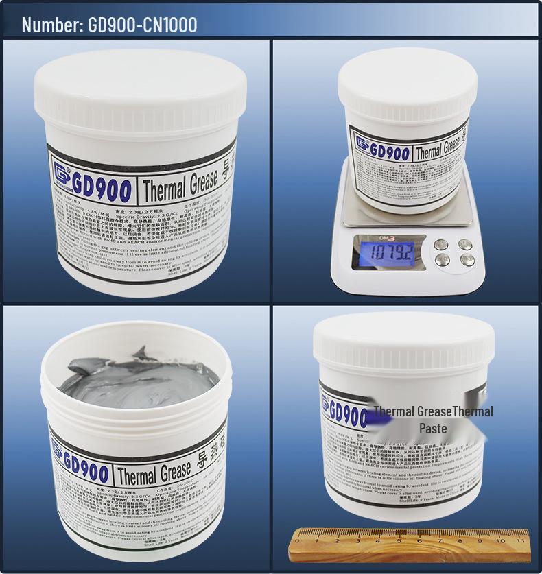 GD900 Gray Thermal Conductive Grease, 1 kg High Conductivity Silicone Paste for Heat Dissipation
GD900 Gray Thermal Conductive Grease, 1 kg High Conductivity Silicone Paste for Heat Dissipation