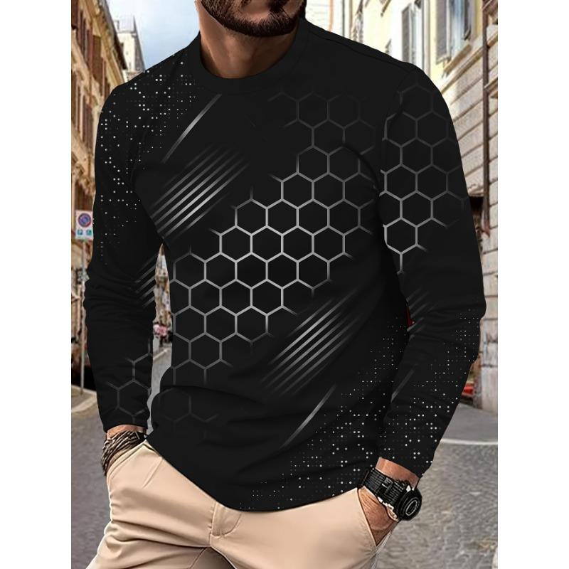 Мужская футболка с длинным рукавом с шестиугольным принтом - Удобная и универсальная повседневная одежда 5XL
Мужская футболка с длинным рукавом с шестиугольным принтом - Удобная и универсальная повседневная одежда 5XL