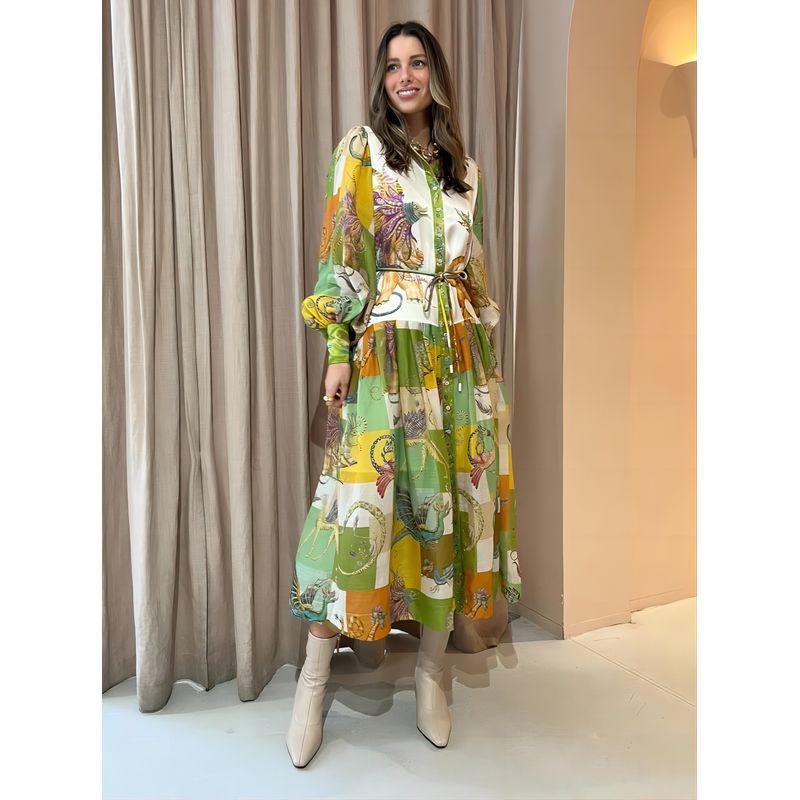 Europe and America Cross Border 2023 Independent Stand Single-Breasted Long Lantern Sleeve Graffiti Printing Shoelace Waist-Tight Dress Green S
Europe and America Cross Border 2023 Independent Stand Single-Breasted Long Lantern Sleeve Graffiti Printing Shoelace Waist-Tight Dress Green S