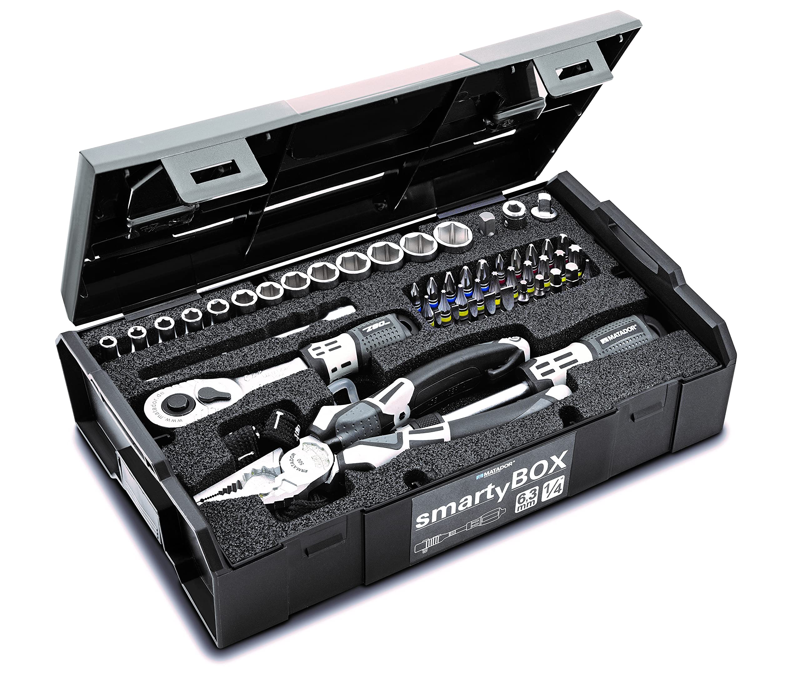 MATADOR Drive Socket Wrench Set with Dedicated Tool Box and Ratchet Handle for the Z90 Set 8145 61-Piece 1/4 & 1/2 (Product Code 2115)
MATADOR Drive Socket Wrench Set with Dedicated Tool Box and Ratchet Handle for the Z90 Set 8145 61-Piece 1/4 & 1/2 (Product Code 2115)