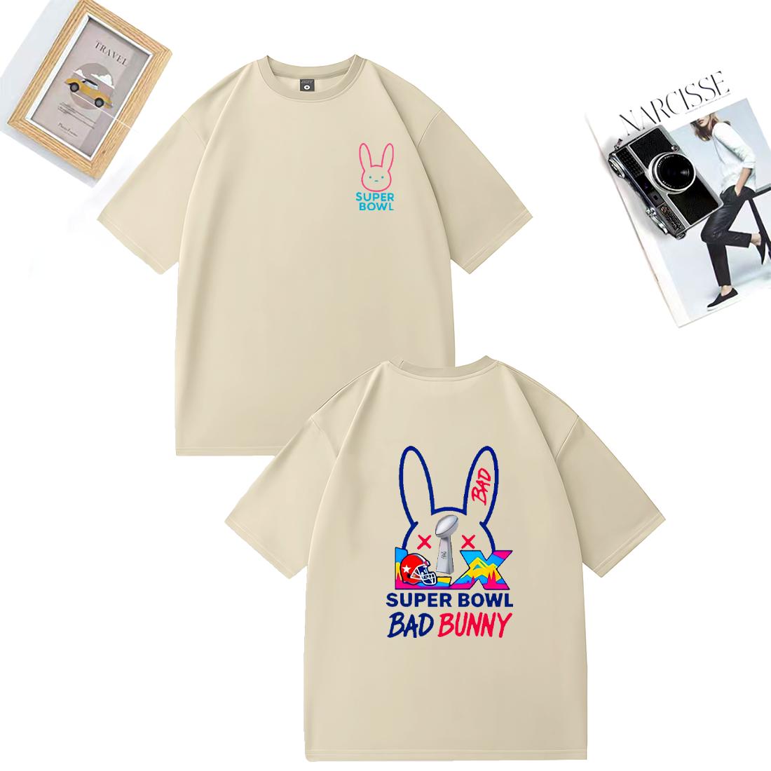 Hot Rapper Bad Bunny Super Bowl Graphics print T Shirt Unisex WOMENs Couples vintage Cotton Fashion Short Sleeve oversize tshirts S
Hot Rapper Bad Bunny Super Bowl Graphics print T Shirt Unisex WOMENs Couples vintage Cotton Fashion Short Sleeve oversize tshirts S