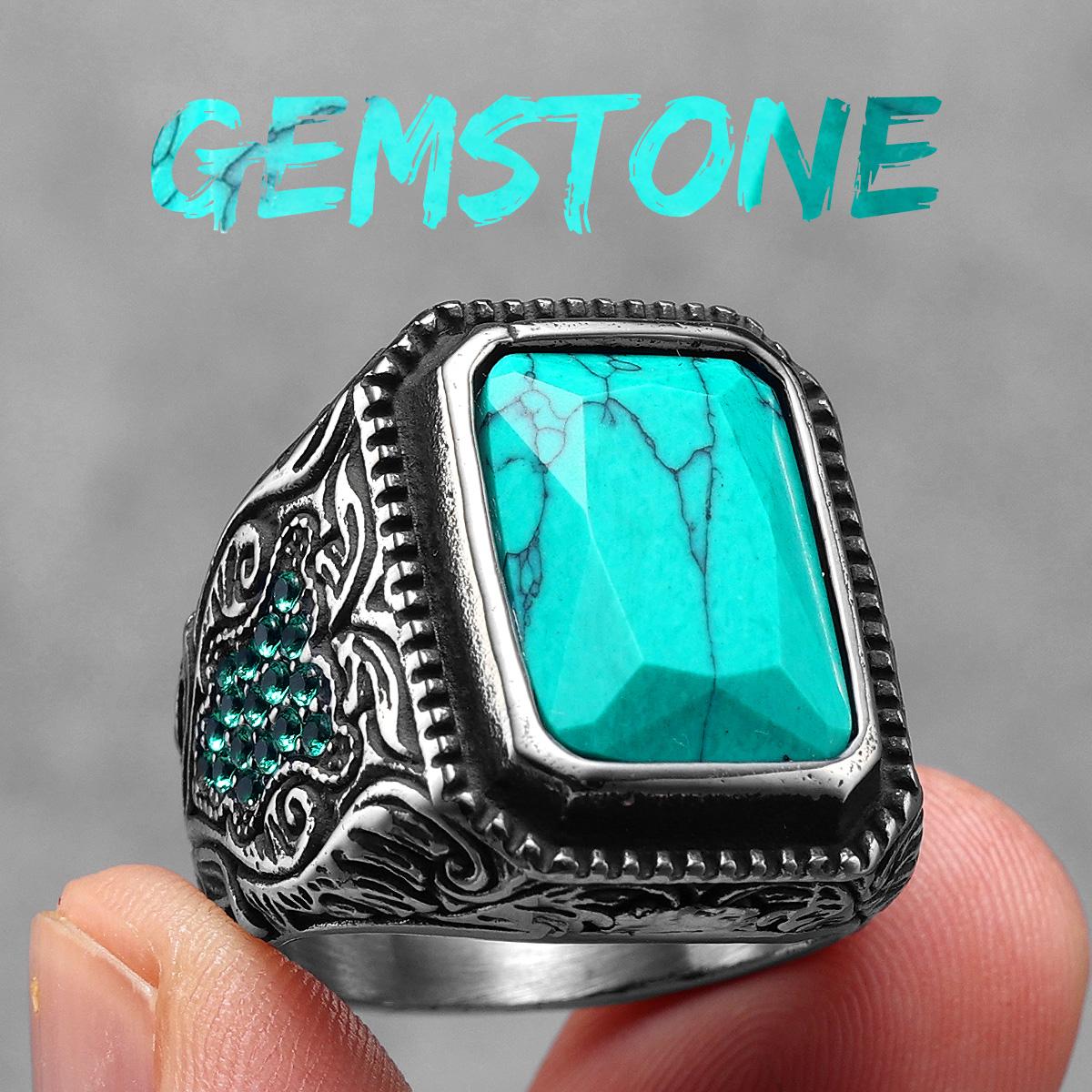 Turquoise Gemstone Simple Stainless Steel Men Rings Women Fashion Jewelry Punk Trendy Luxury Accessories Gift Wholesale 13
Turquoise Gemstone Simple Stainless Steel Men Rings Women Fashion Jewelry Punk Trendy Luxury Accessories Gift Wholesale 13