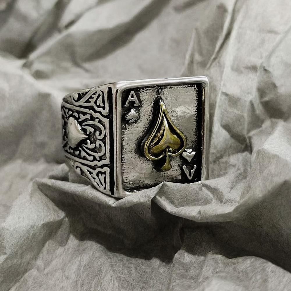 Retro Ace of Spades Ring For Men Silver Color Punk Gothic Open Ring Designer Jewelry Unisex Accessories Creative Peace Art Gift resizable
Retro Ace of Spades Ring For Men Silver Color Punk Gothic Open Ring Designer Jewelry Unisex Accessories Creative Peace Art Gift resizable