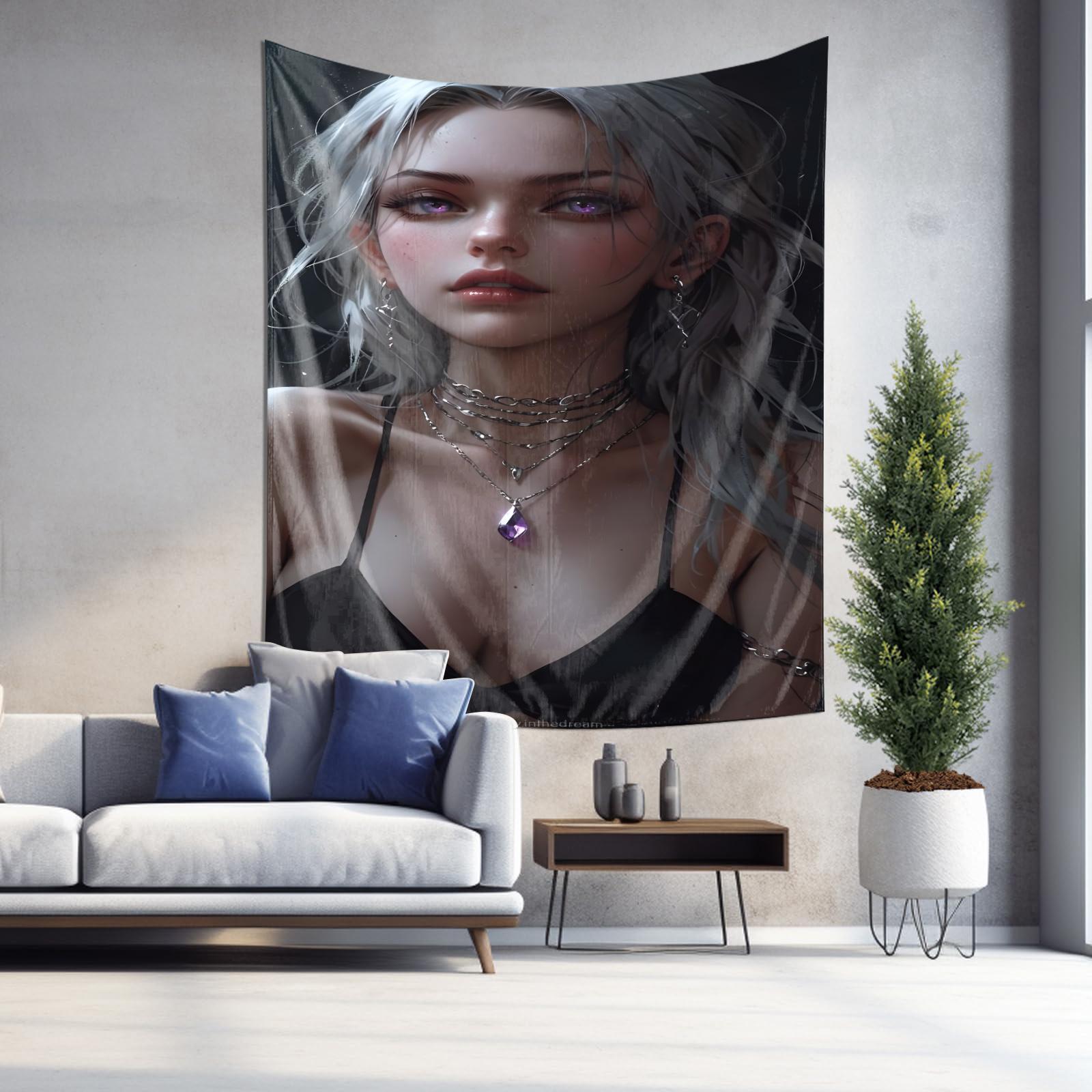 Modern Art Style Wall Hanging Tapestry Beautiful Woman with Silver Hair Fabric Art Decor 74x94cm(29x37in)
Modern Art Style Wall Hanging Tapestry Beautiful Woman with Silver Hair Fabric Art Decor 74x94cm(29x37in)