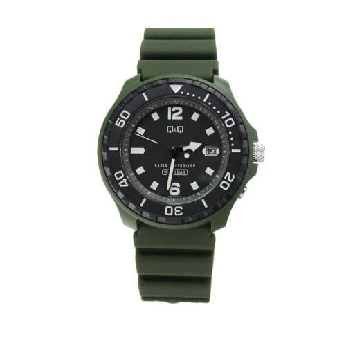 Citizen Q&Q Men s Analog Watch, Radio-Controlled, Solar Powered, Waterproof, Date Display, Urethane Band, Khaki, D02A-004VK
Citizen Q&Q Men s Analog Watch, Radio-Controlled, Solar Powered, Waterproof, Date Display, Urethane Band, Khaki, D02A-004VK