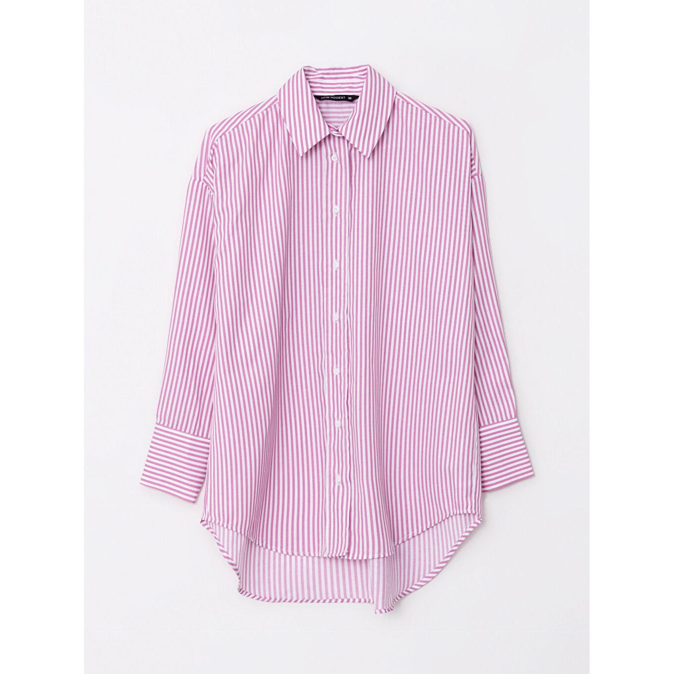 Женская туника в полоску с длинным рукавом MODEST цвета фуксии с рубашечным воротником
Женская туника в полоску с длинным рукавом MODEST цвета фуксии с рубашечным воротником