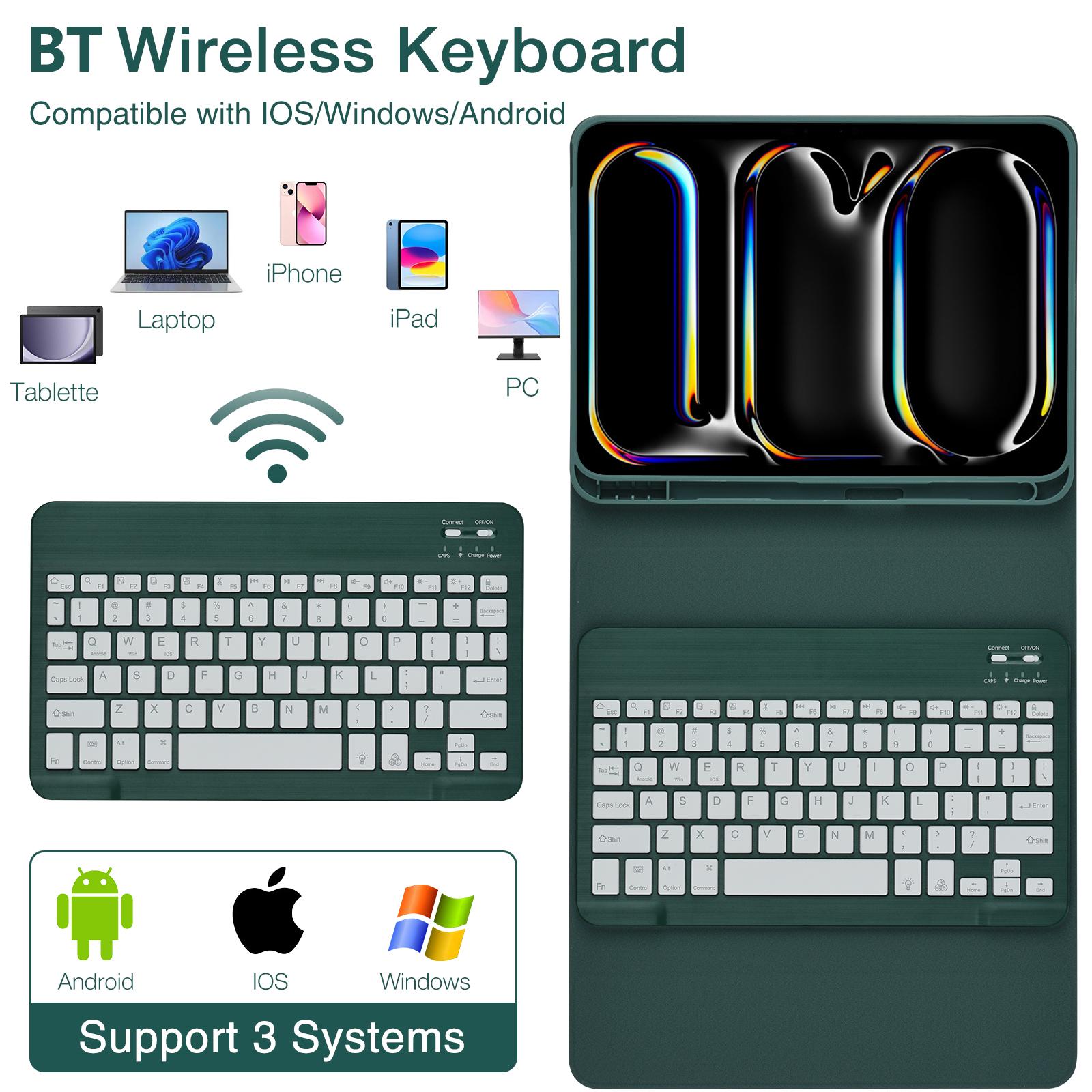 SK-1109A For iPad Pro 11 (2024) Tablet Case Leather Cover with BT Keyboard Midnight Green
SK-1109A For iPad Pro 11 (2024) Tablet Case Leather Cover with BT Keyboard Midnight Green