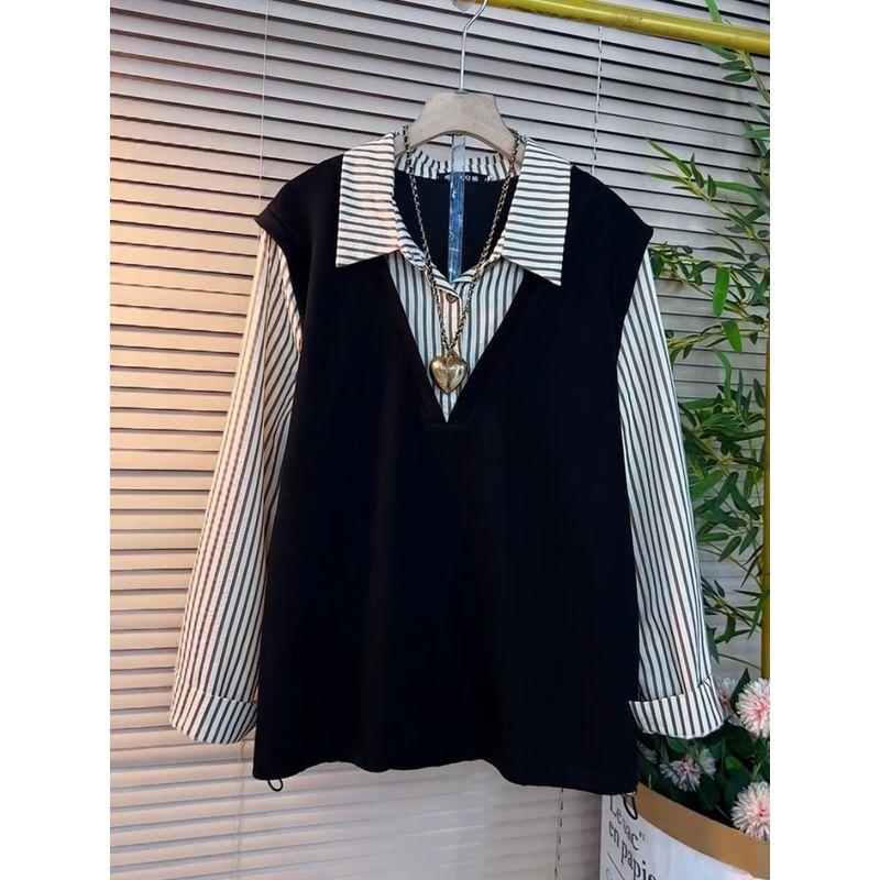 Plus Size Women s Clothing 2025 Spring Fake Two Pieces Shirts Tops Female Slim Looking Fat Sister Plus Size Ladies Unique Chic Korean Style Coffee Stripes 3XL (60-75kg)
Plus Size Women s Clothing 2025 Spring Fake Two Pieces Shirts Tops Female Slim Looking Fat Sister Plus Size Ladies Unique Chic Korean Style Coffee Stripes 3XL (60-75kg)