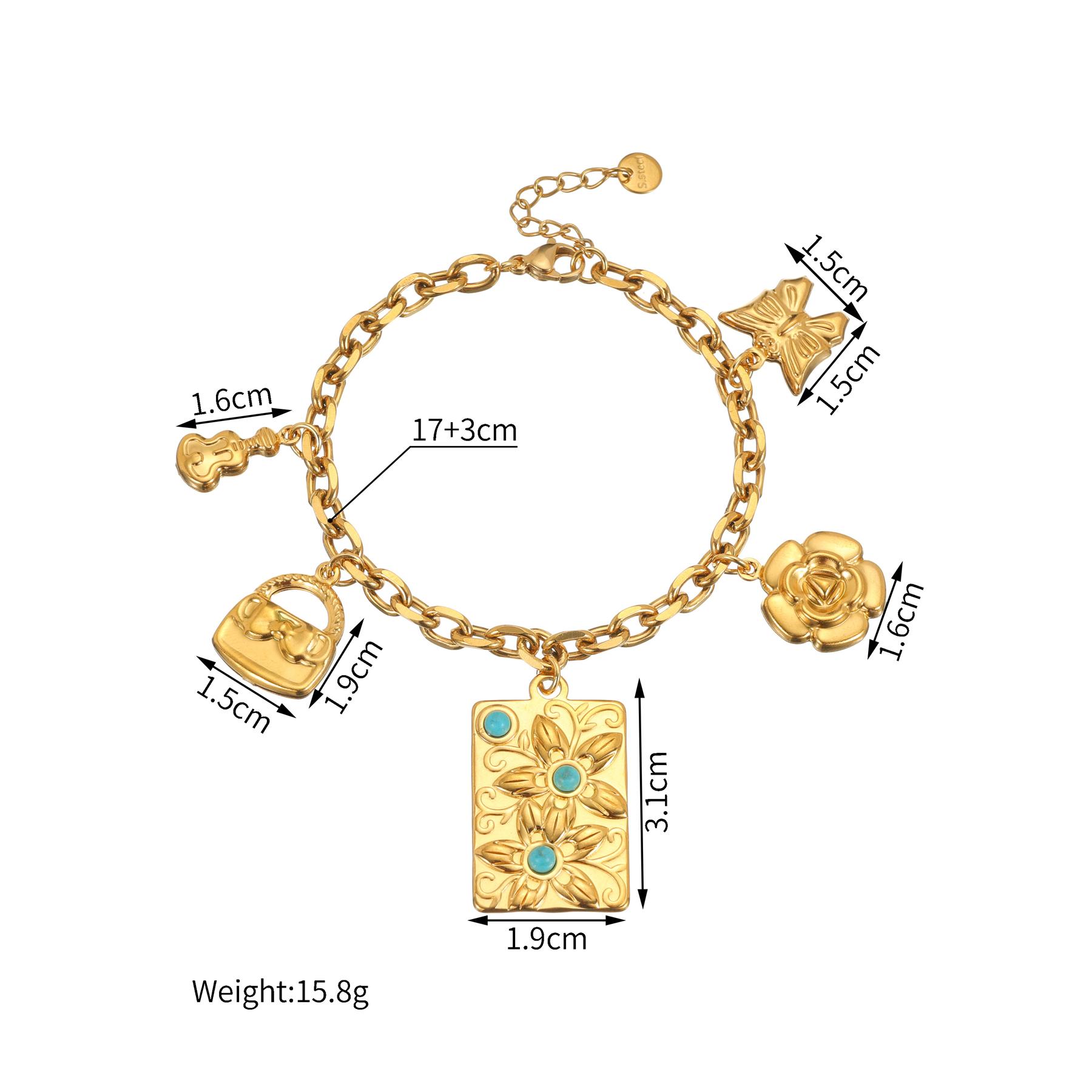 Atoztide Vintage Green Stone Square Sector Pendant Bracelet for Women Stainless Steel Trendy Multi-Element Bracelet Jewelry Gift Gold Color
Atoztide Vintage Green Stone Square Sector Pendant Bracelet for Women Stainless Steel Trendy Multi-Element Bracelet Jewelry Gift Gold Color