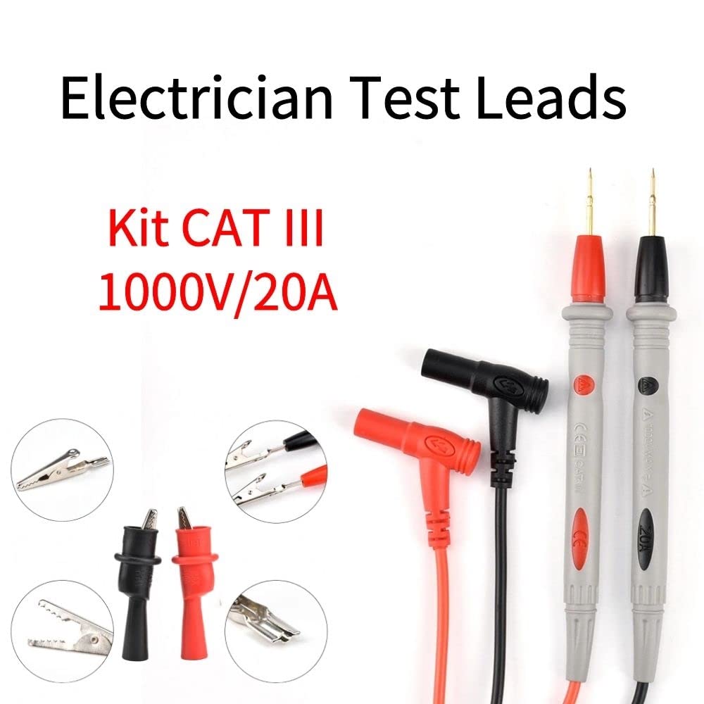 1000V 20A Multimeter Test Leads Probes Banana Plug, 24K Gold Digital Multimeter Probes Electrical Test Probe for Most Multimeter
1000V 20A Multimeter Test Leads Probes Banana Plug, 24K Gold Digital Multimeter Probes Electrical Test Probe for Most Multimeter