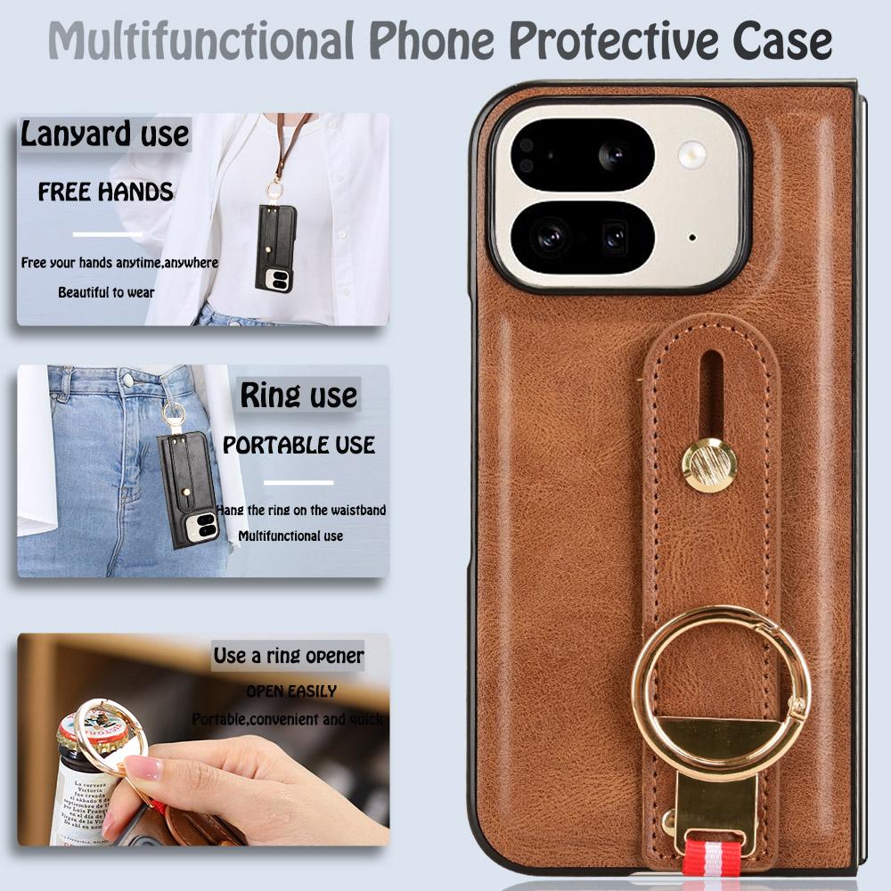 For Google Pixel 9 Pro Fold 5G Case Leather+PC+TPU Wristband Cover with Bottle Opener Ring Brown
For Google Pixel 9 Pro Fold 5G Case Leather+PC+TPU Wristband Cover with Bottle Opener Ring Brown
