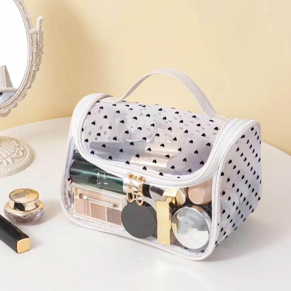 Portable Large Capacity Mesh Makeup Bag Transparent Zipper Cosmetic Bag Heart Pattern Toiletry Bags Outdoor
Portable Large Capacity Mesh Makeup Bag Transparent Zipper Cosmetic Bag Heart Pattern Toiletry Bags Outdoor