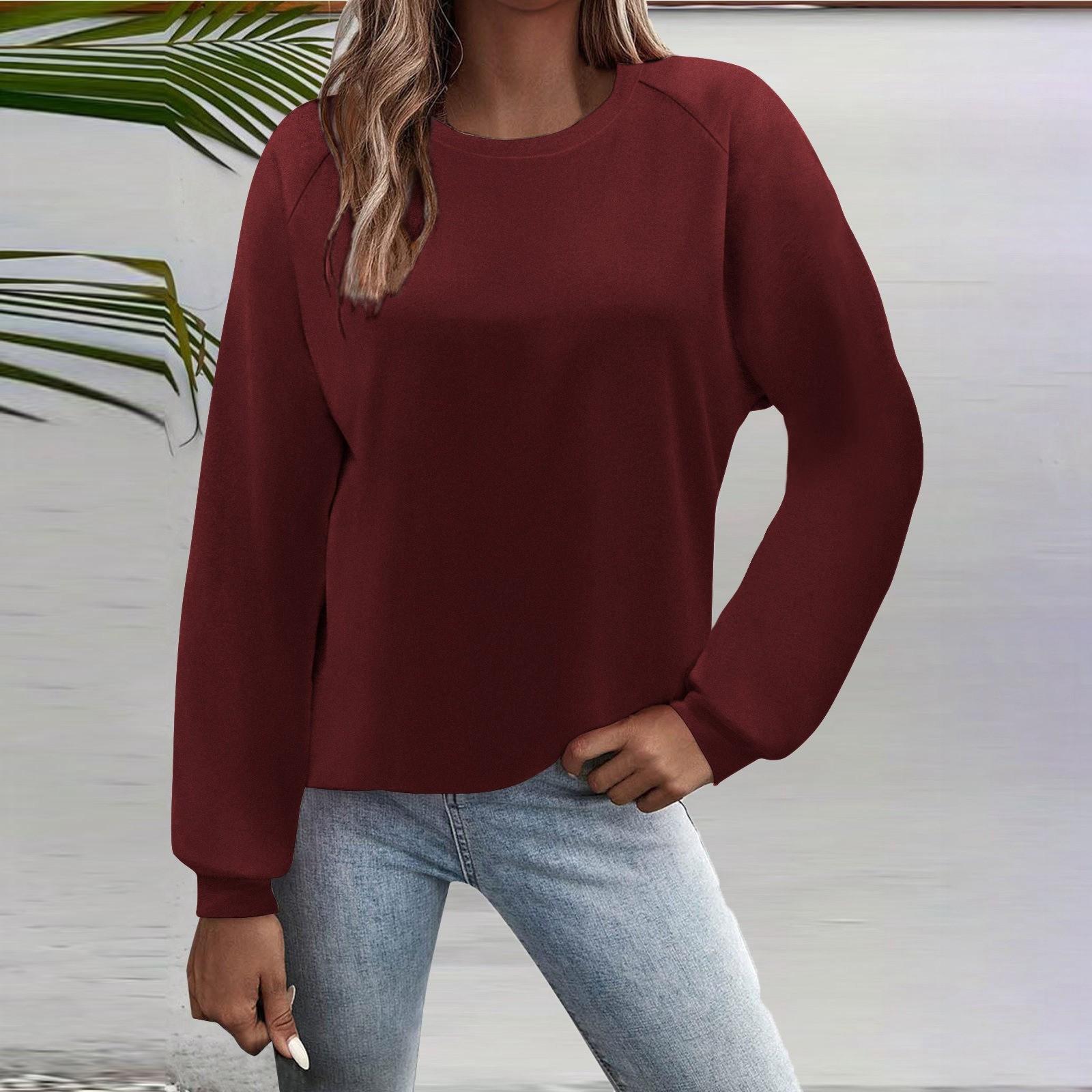 Женская мода повседневный однотонный круглый вырез рукав длинный рукав топ XL винный
Женская мода повседневный однотонный круглый вырез рукав длинный рукав топ XL винный