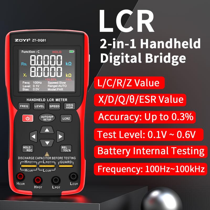 ZOYI handheld DQ02 LCR digital bridge for high-precision measurement of battery internal resistance, capacitance, and inductance
ZOYI handheld DQ02 LCR digital bridge for high-precision measurement of battery internal resistance, capacitance, and inductance