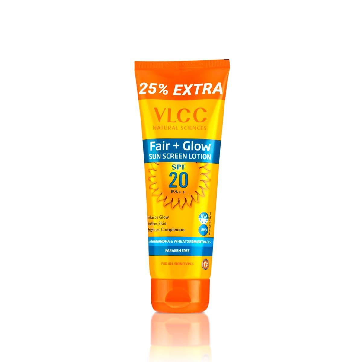 VLCC All Skin Fair + Glow Sunscreen Lotion SPF 20 PA++ (100g + 25g Extra) Pack Hydrating Brightening Sun Protection
VLCC All Skin Fair + Glow Sunscreen Lotion SPF 20 PA++ (100g + 25g Extra) Pack Hydrating Brightening Sun Protection