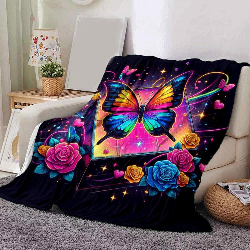 1pc Butterfly Printing Lightweight Flannel Blanket, Comfortable and Warm Blanket, for Camping Sofa Bed and Couch Office, in All Seasons 130cmx150cm
1pc Butterfly Printing Lightweight Flannel Blanket, Comfortable and Warm Blanket, for Camping Sofa Bed and Couch Office, in All Seasons 130cmx150cm
